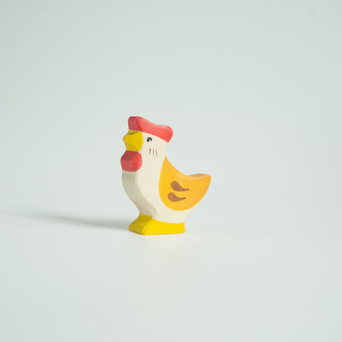 Holztiger Hen Wooden Figurine, Standing Big Head