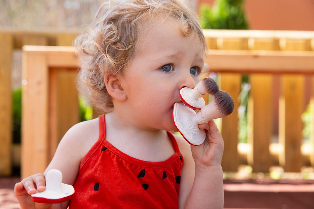 Oli & Carol Spot The Mushroom Natural Rubber Teether - Big Head