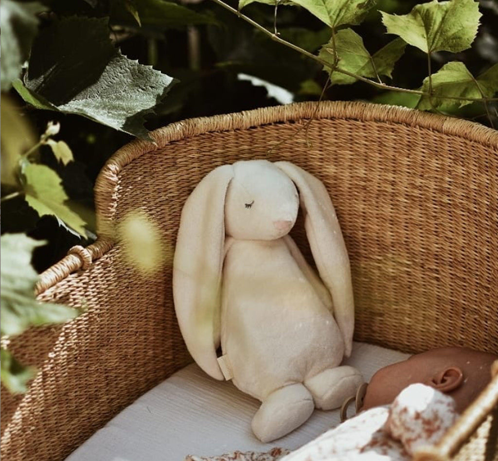 MOONIE Organic Humming Bunny with Lamp - POWDER - Big Head