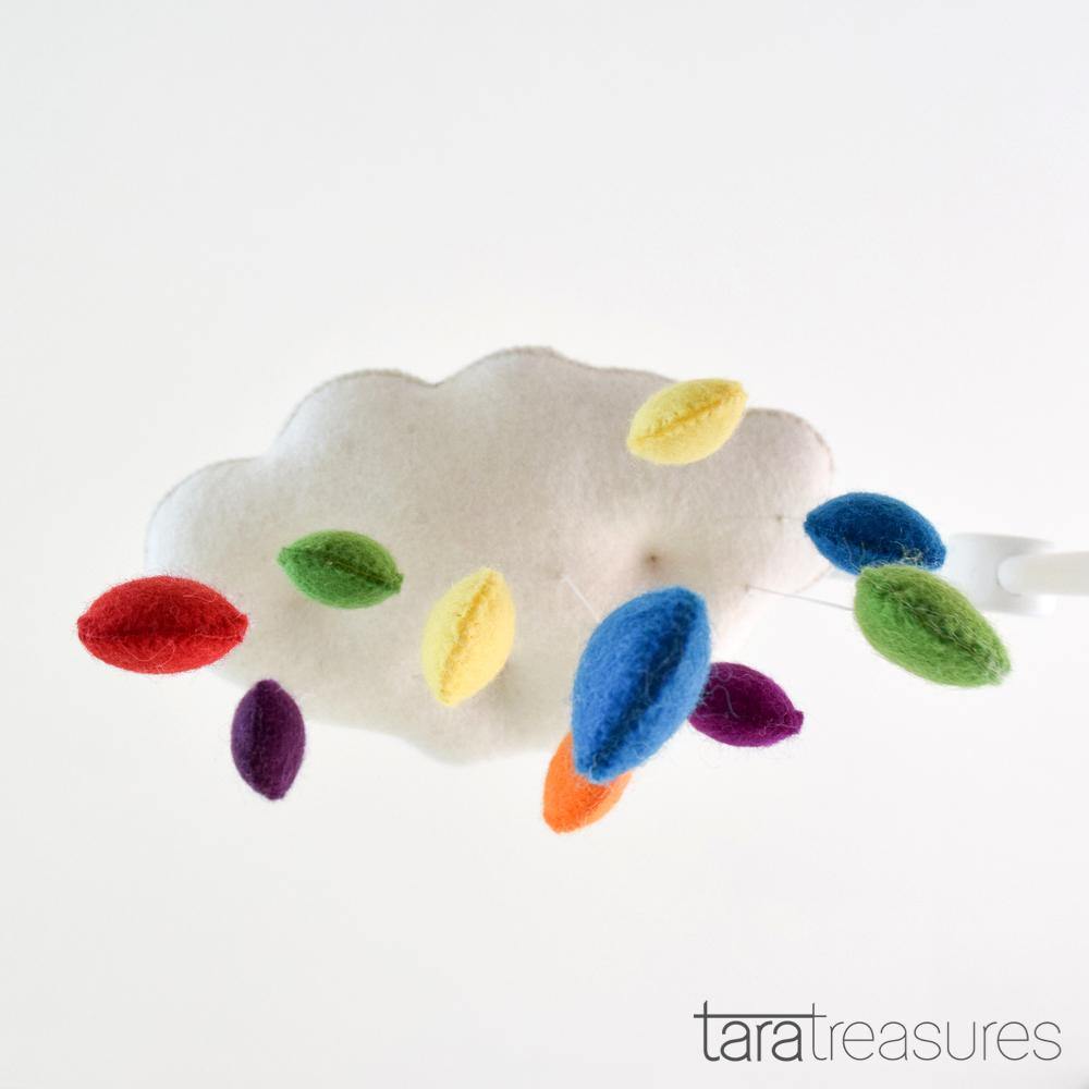 Cloud Nursery Mobile with Raindrops - 3D Colourful - Big Head
