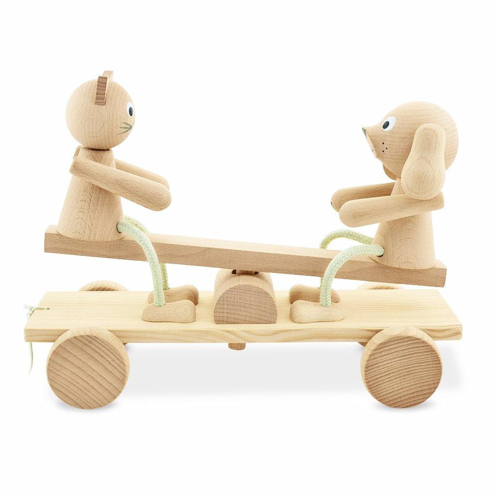 Wooden See-Saw Pull Along - Big Head