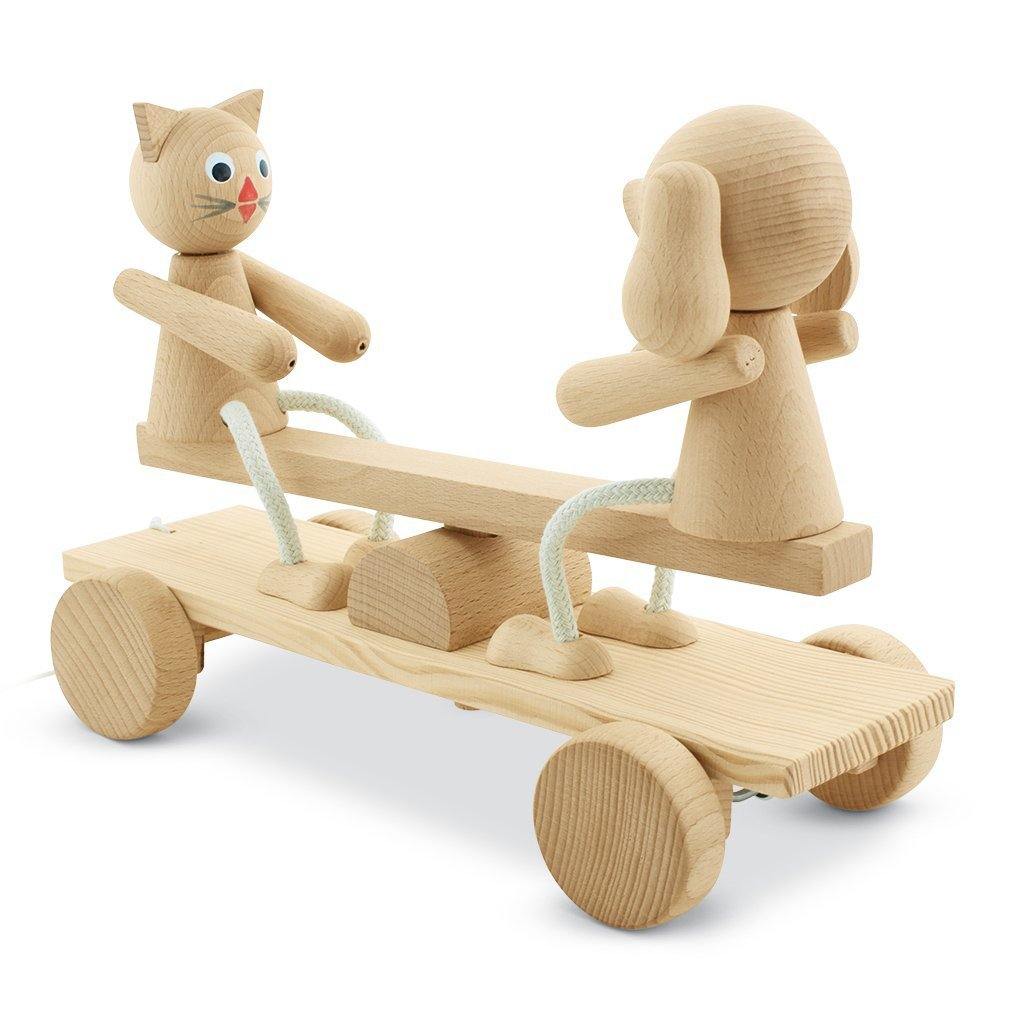Wooden See-Saw Pull Along - Big Head