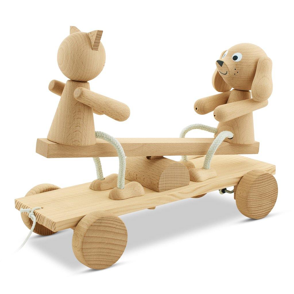 Wooden See-Saw Pull Along - Big Head