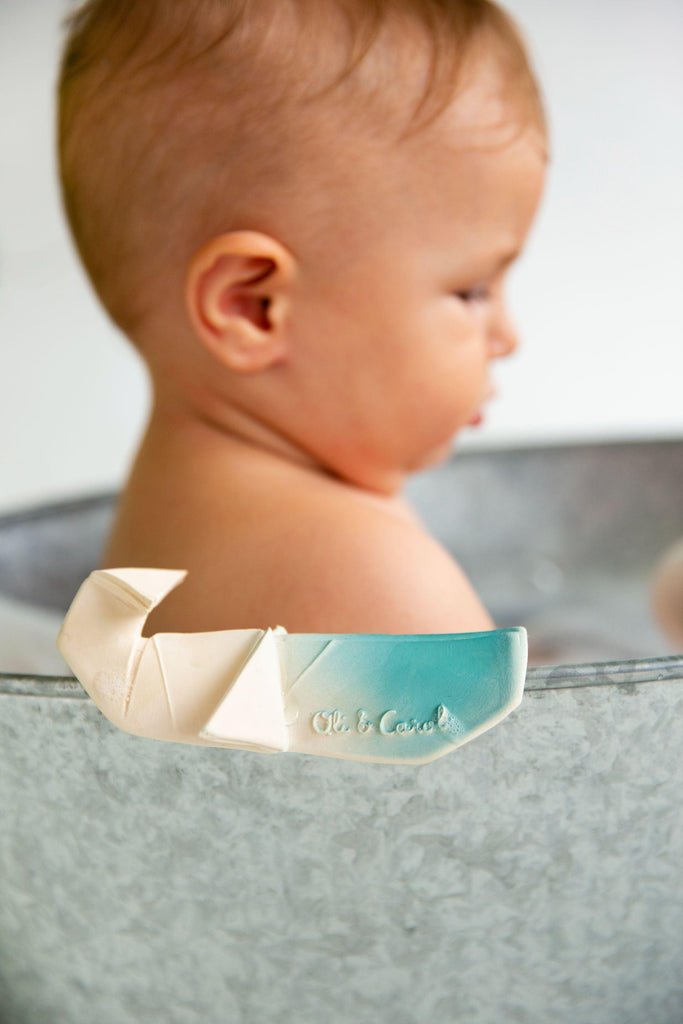 Oli & Carol H2Origami Whale Bath Toy & Teether - Big Head