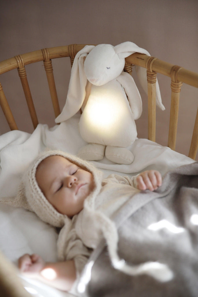 MOONIE Organic Humming Bunny with Lamp - CREAM - Big Head