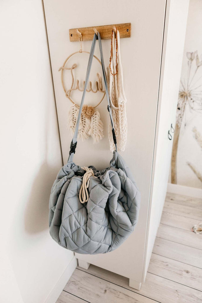 Play&Go Dusty Blue Organic Babymat - Bag - Big Head