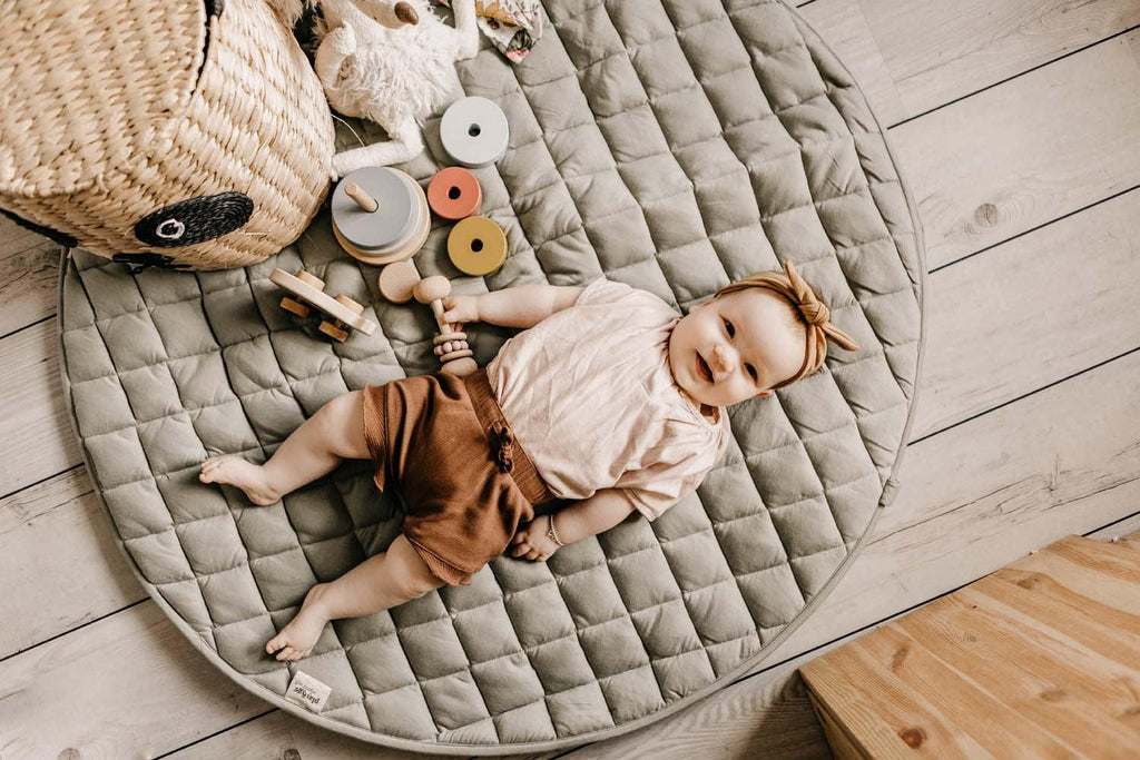 Play&Go Meadow Green Organic Babymat - Bag - Big Head