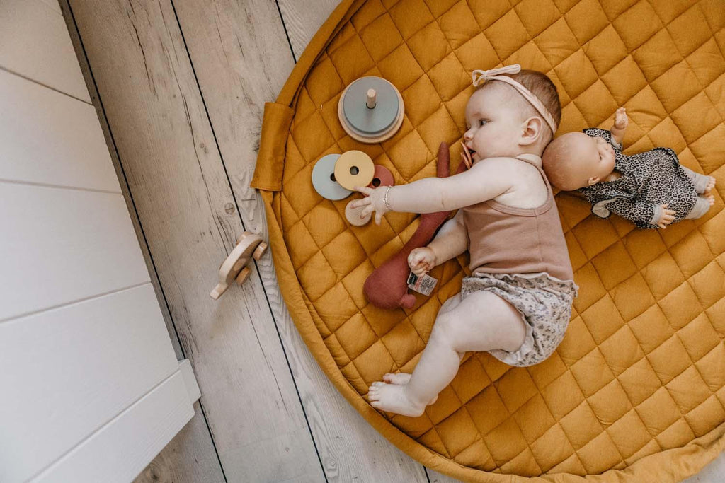 Play&Go Mustard Chai Tea Organic Babymat - Bag - Big Head