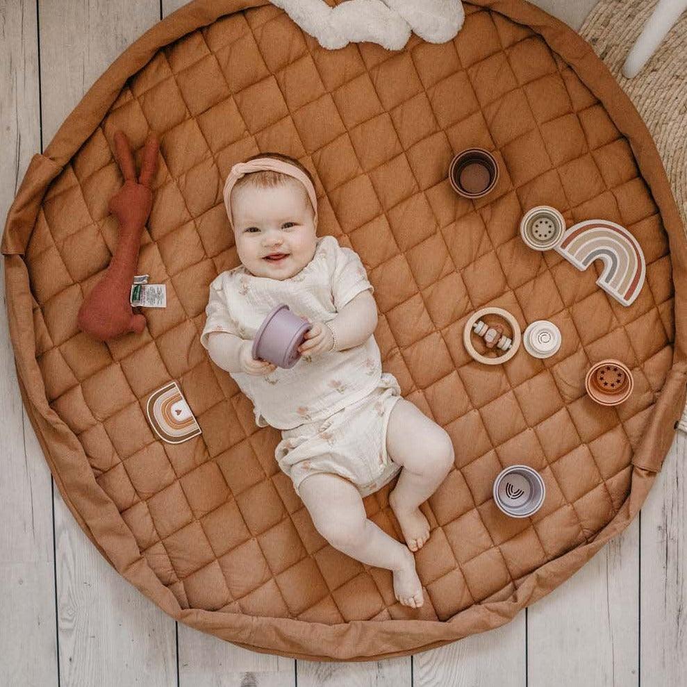 Play&Go Tawny Brown Organic Babymat - Bag - Big Head