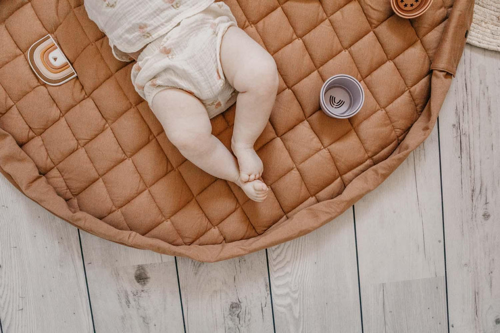 Play&Go Tawny Brown Organic Babymat - Bag - Big Head