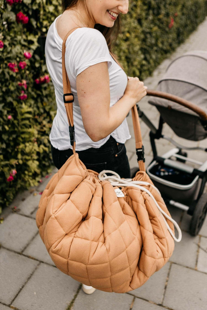 Play&Go Tawny Brown Organic Babymat - Bag - Big Head