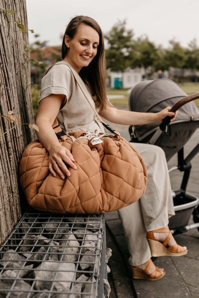 Play&Go Tawny Brown Organic Babymat - Bag - Big Head