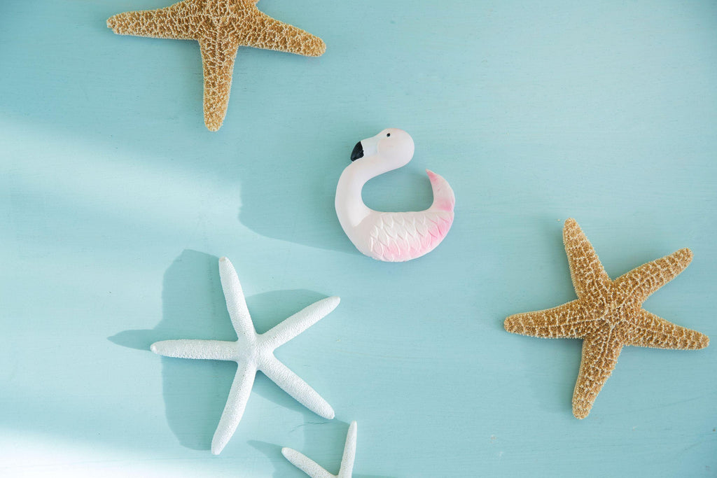 Chewable Bracelet - Sky The Flamingo  | Oli & Carol Natural Teether - Big Head