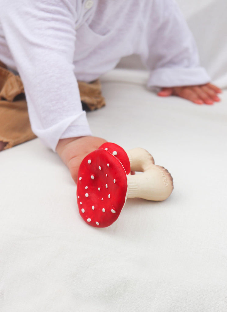 Oli & Carol Spot The Mushroom Natural Rubber Teether - Big Head