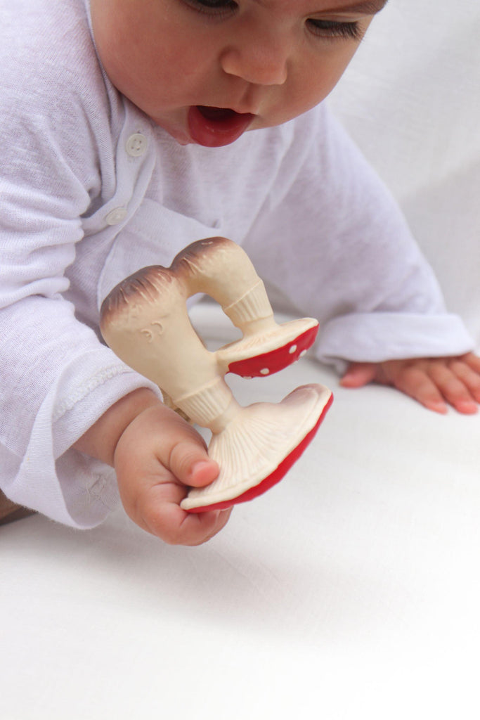 Oli & Carol Spot The Mushroom Natural Rubber Teether - Big Head