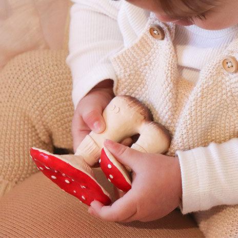 Oli & Carol Spot The Mushroom Natural Rubber Teether - Big Head