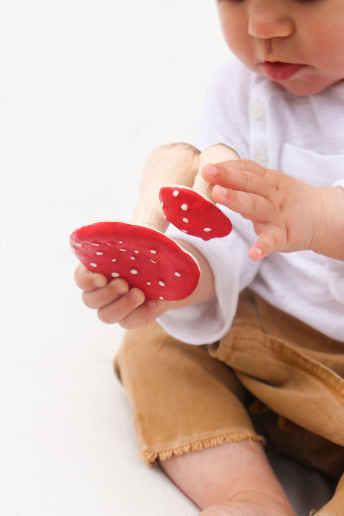 Oli & Carol Spot The Mushroom Natural Rubber Teether - Big Head