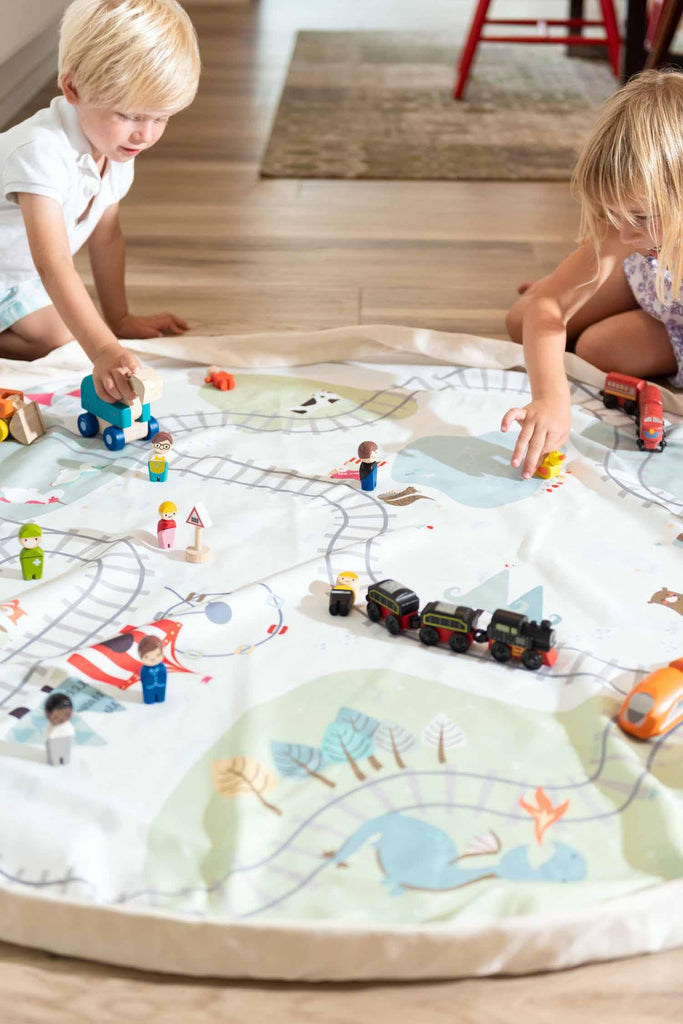 Trainmap/Bears Toy Storage Bag - Big Head