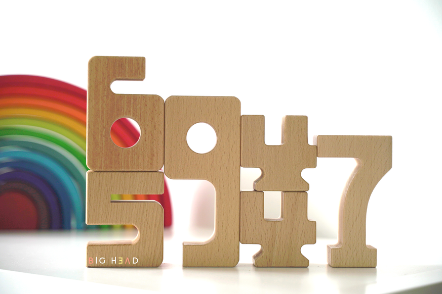 SumBlox Solid Wood Educational Number Blocks - Basic Set of 47