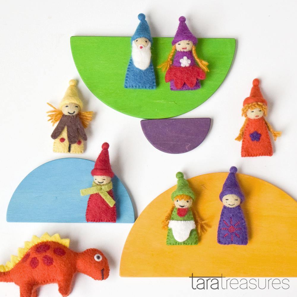 Rainbow Colourful Gnomes Finger Puppet Set - Big Head