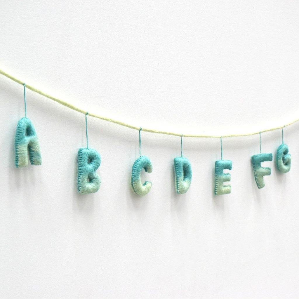 Alphabet Garland A to Z - Ocean Blue Tones - Big Head