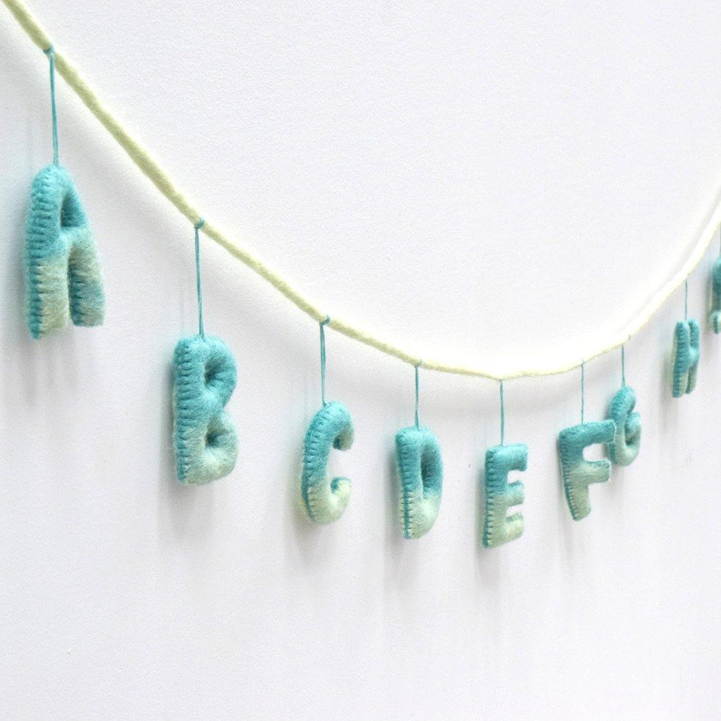 Alphabet Garland A to Z - Ocean Blue Tones - Big Head