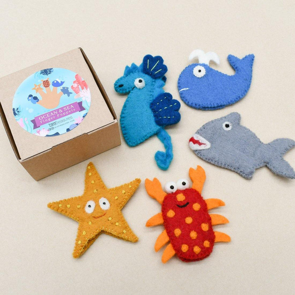 Ocean and Sea Creatures A, Finger Puppet Set - Big Head