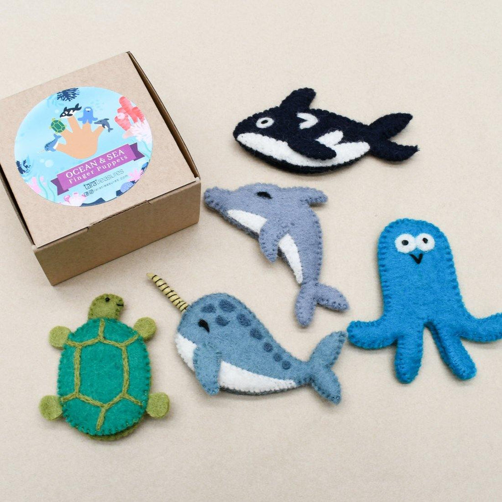 Ocean and Sea Creatures B, Finger Puppet Set - Big Head