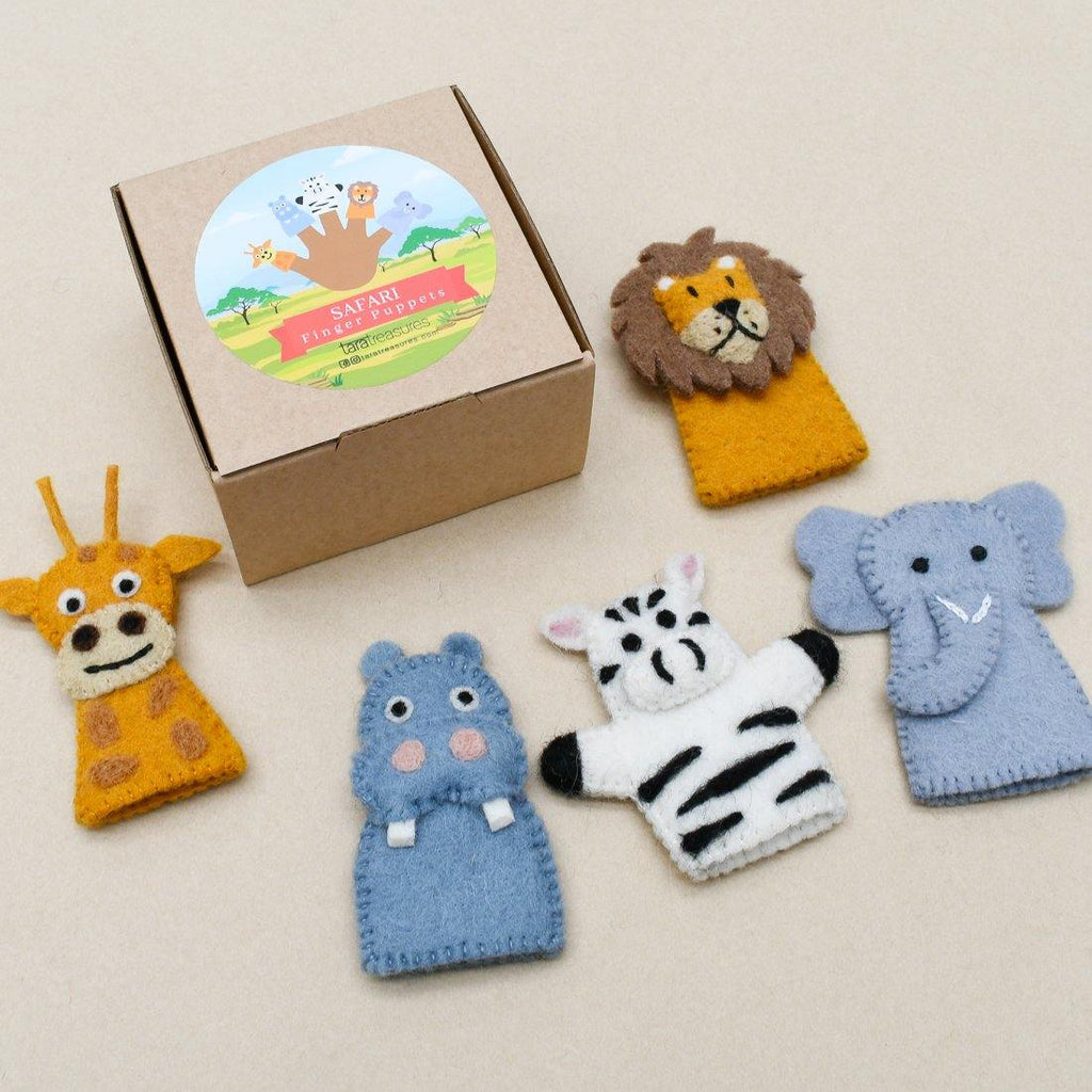 Safari Animals, Finger Puppet Set - Big Head