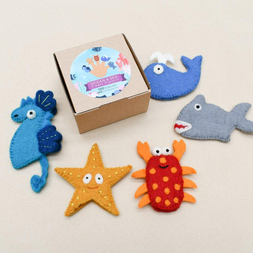 Ocean and Sea Creatures A, Finger Puppet Set - Big Head