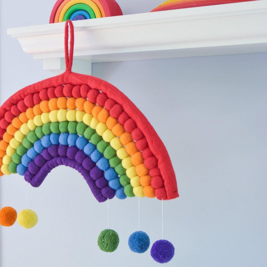 felt ball rainbow hanging - rainbow