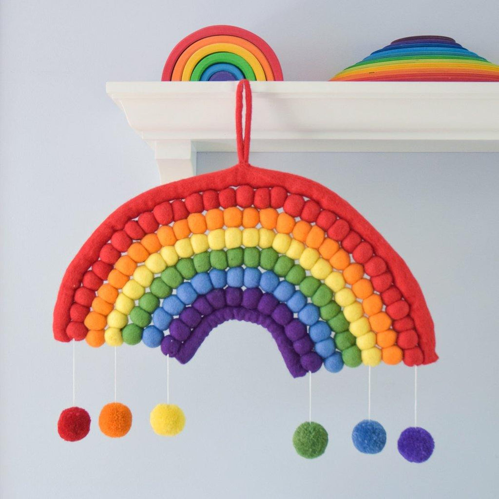 Rainbow Felt Ball Hanging - Colourful - Big Head