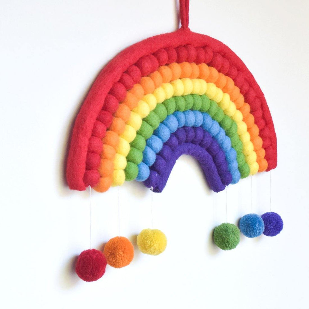 Rainbow Felt Ball Hanging - Colourful - Big Head