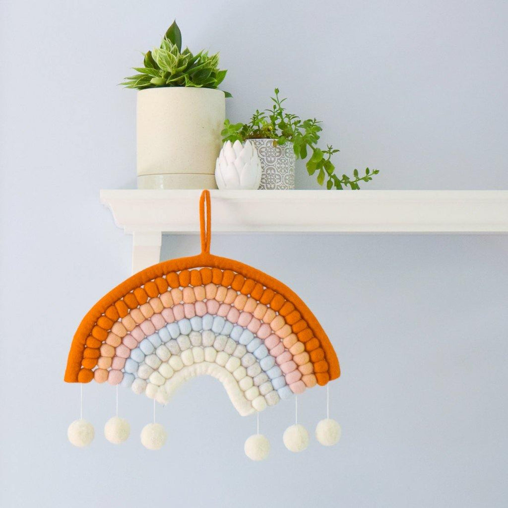 Rainbow Felt Ball Hanging - Boho - Big Head