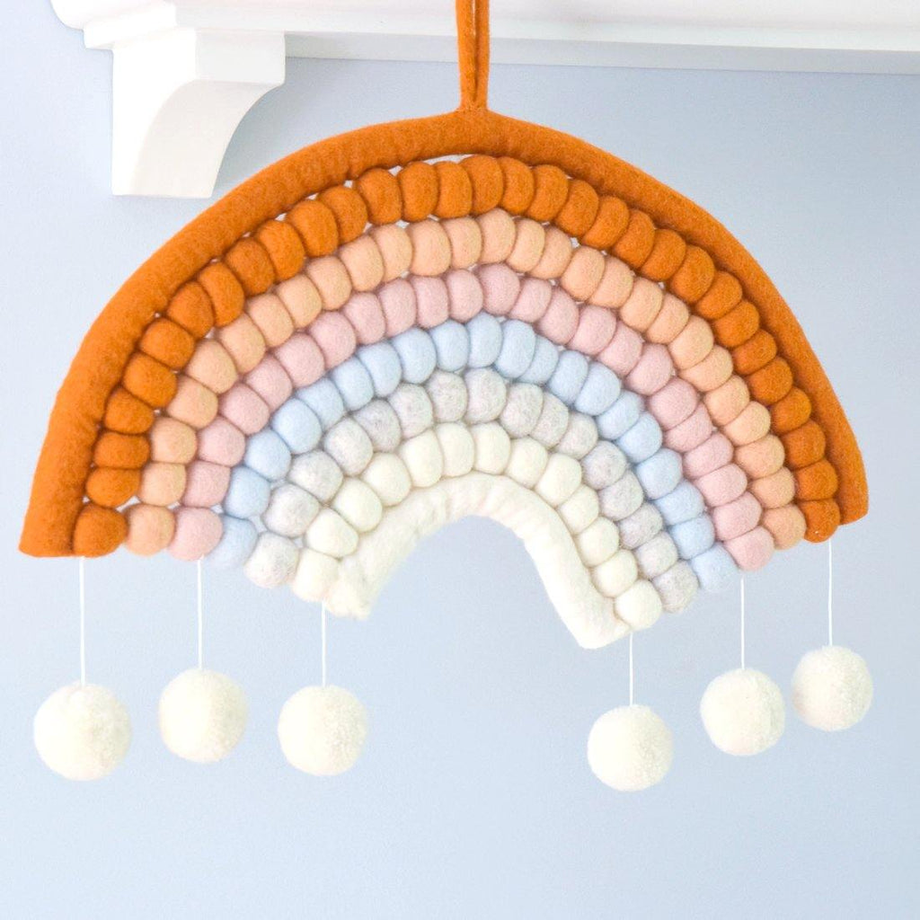 Rainbow Felt Ball Hanging - Boho - Big Head