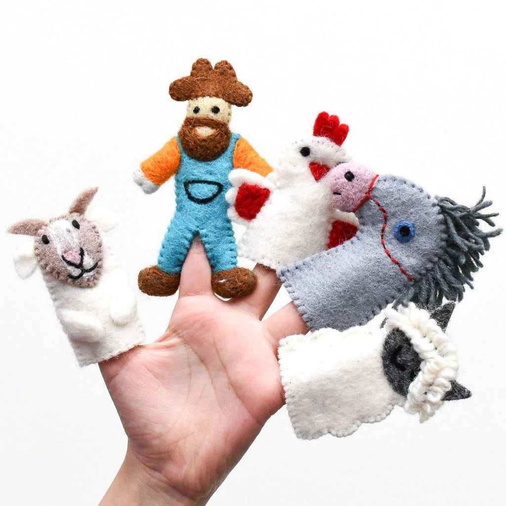 Farm Animals set consists of Old MacDonald (farmer), hen, goat, sheep and horse