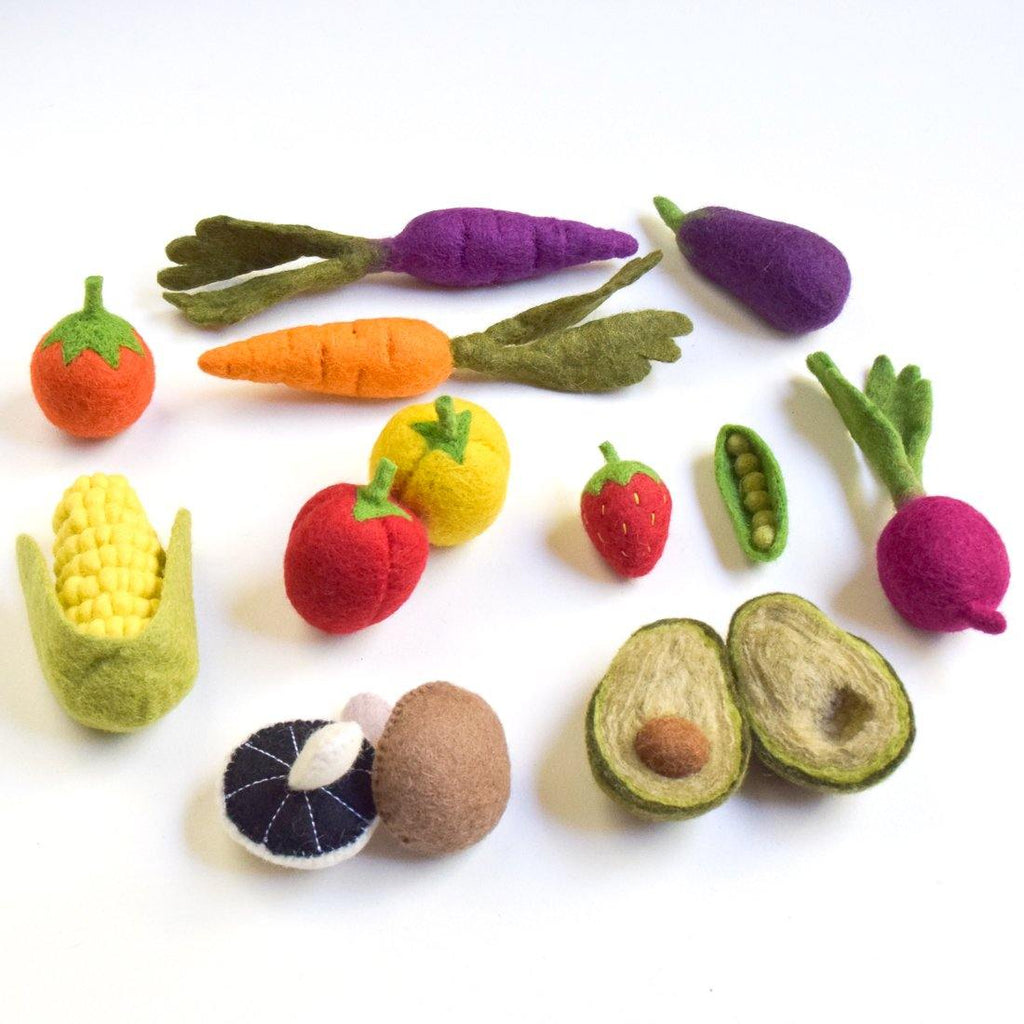 Felt Vegetables and Fruit Set - 14 pieces - Big Head