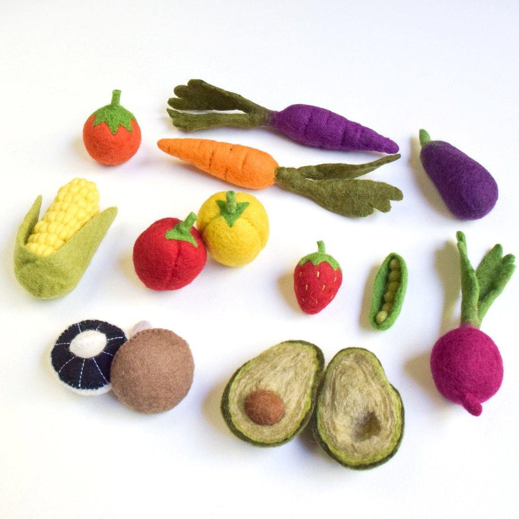 Felt Vegetables and Fruit Set - 14 pieces - Big Head