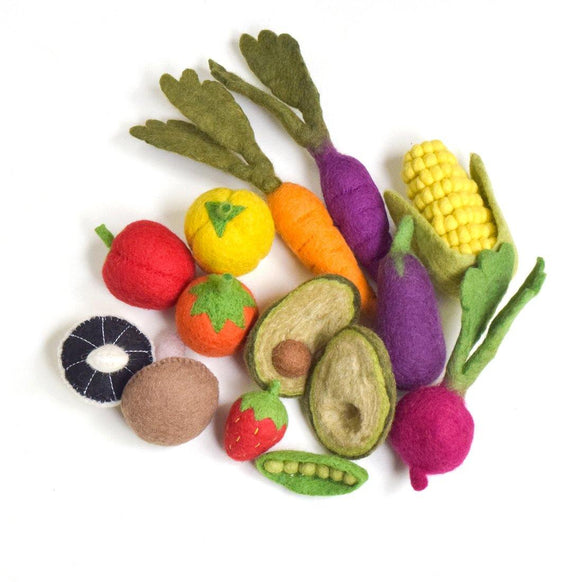 Felt Vegetables and Fruit Set - 14 pieces - Big Head