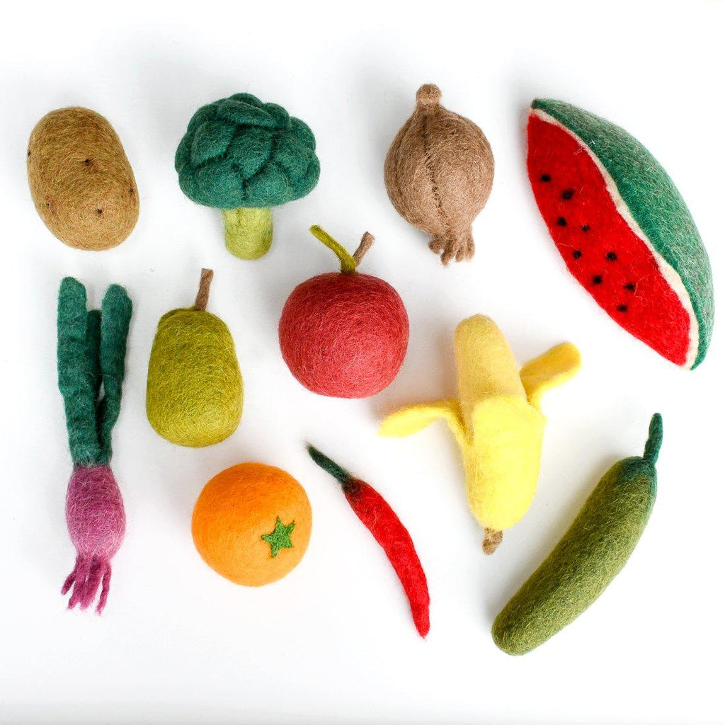 Felt Vegetables and Fruit - 11 pieces - Big Head