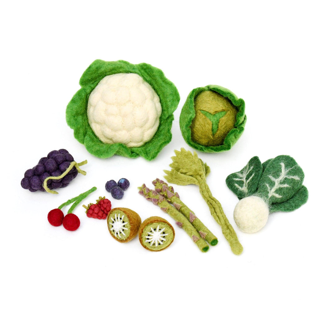 Felt Vegetables and Fruits - 15 pieces - Big Head