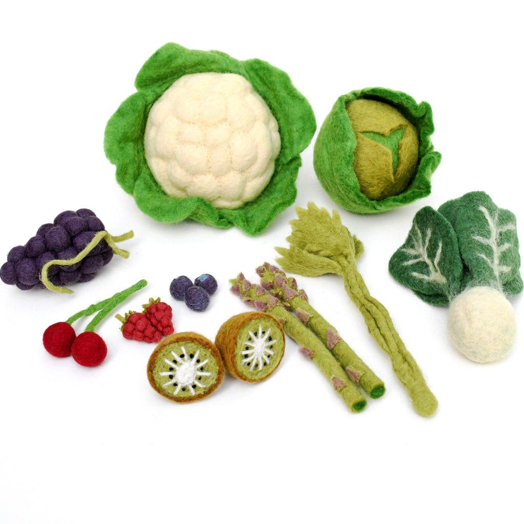 Felt Vegetables and Fruits - 15 pieces - Big Head