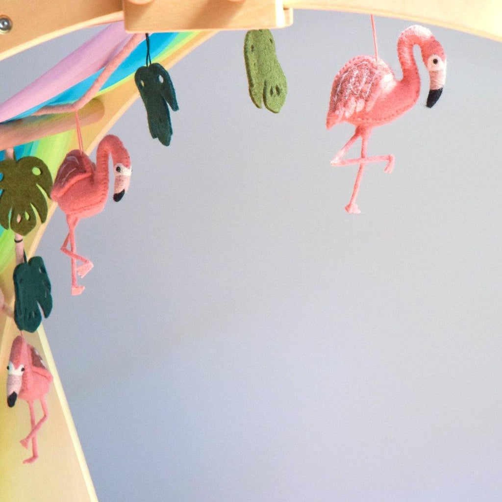 Pink Flamingo Tiki Felt Garland - Big Head