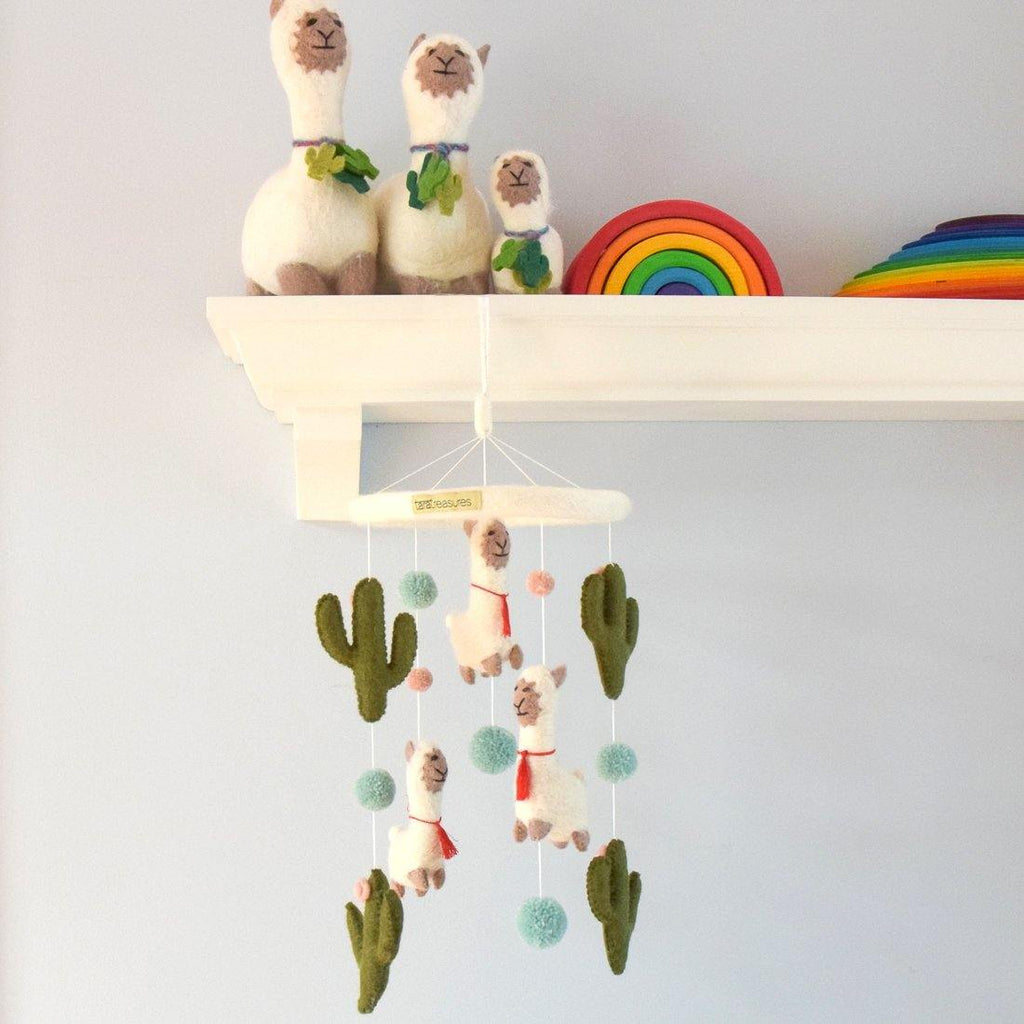 Nursery Cot Mobile - Llama and Cactus - Big Head