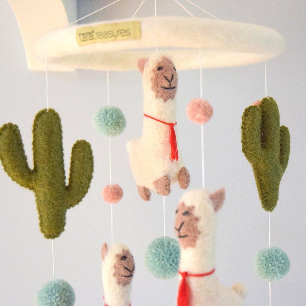 Nursery Cot Mobile - Llama and Cactus - Big Head