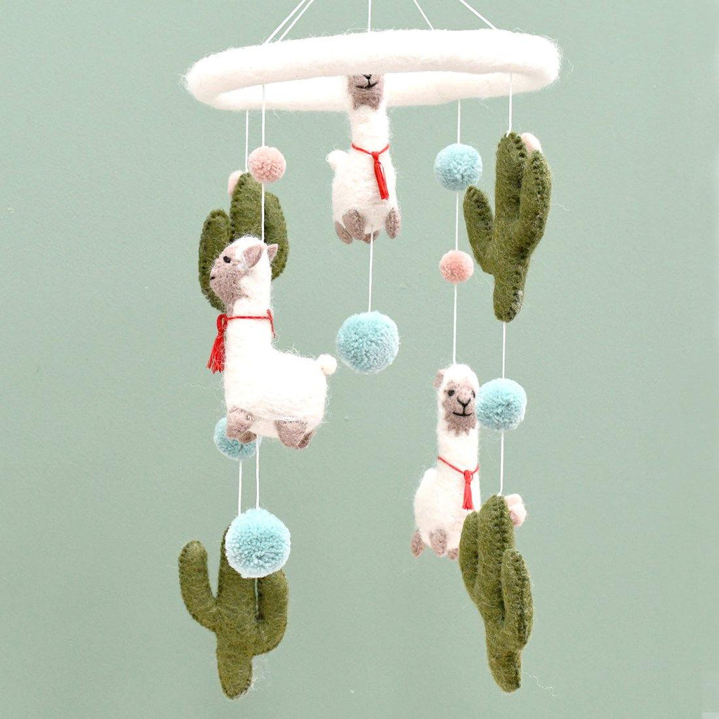 Felt Nursery Cot Mobile - Llama and Cactus