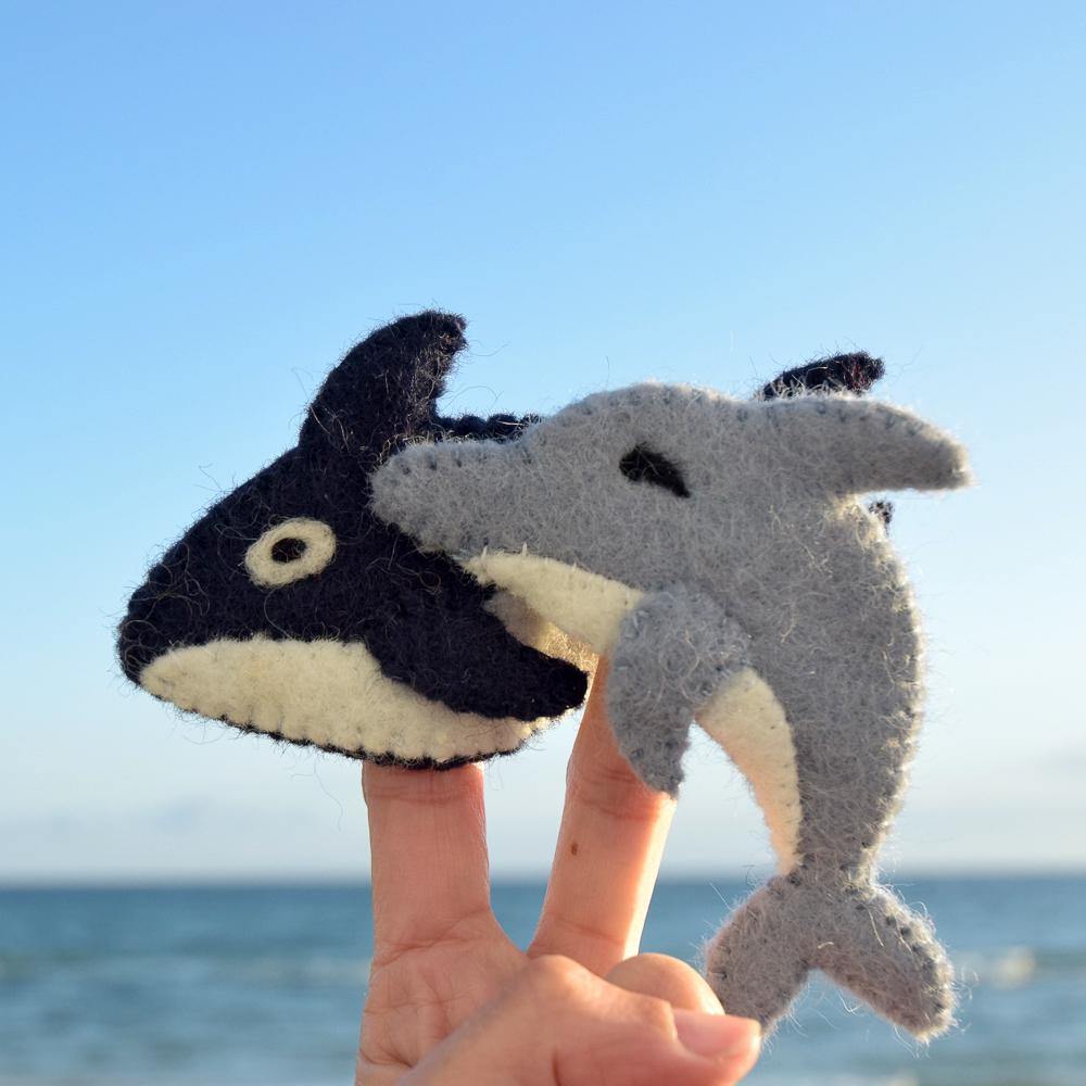 Ocean and Sea Creatures B, Finger Puppet Set - Big Head