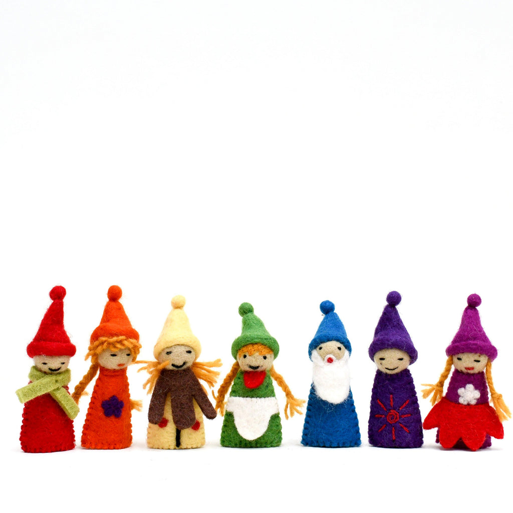 Rainbow Colourful Gnomes Finger Puppet Set - Big Head