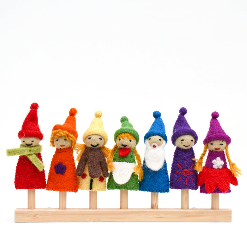 Rainbow Colourful Gnomes Finger Puppet Set - Big Head