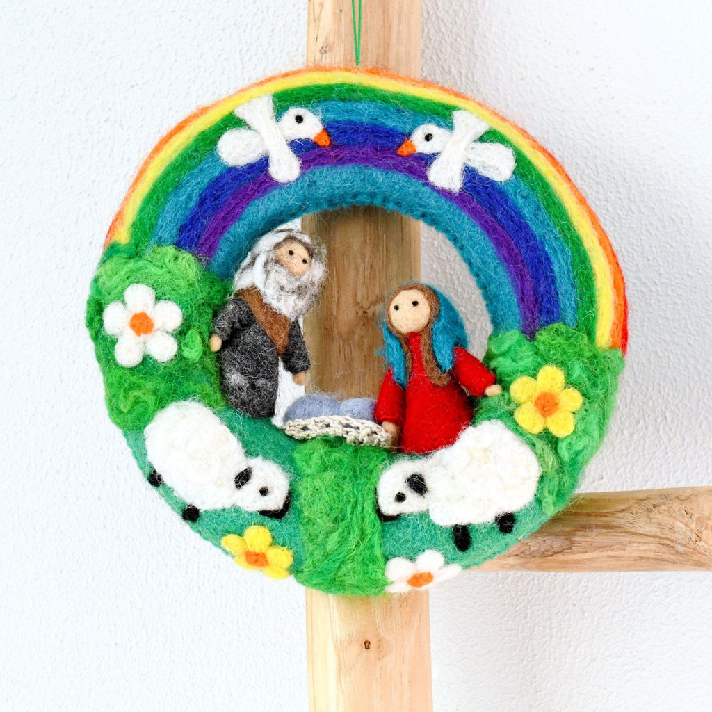 Felt Christmas Rainbow Nativity Wreath - Big Head